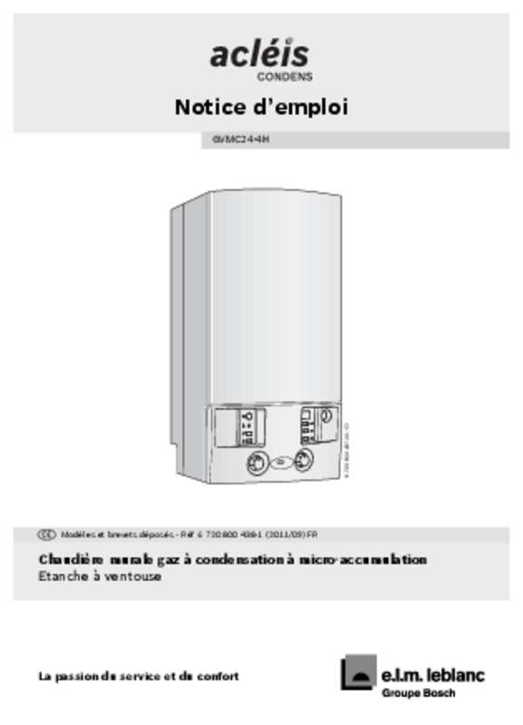 Notice ELM LEBLANC ACLEIS GVMC243HV chaudière Trouver une solution à un problème ELM LEBLANC